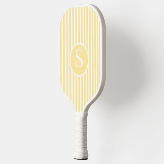 Raquette De Pickleball Élégant Monogramme rayé Bleu Paddle Pickleball (Gauche)