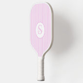 Raquette De Pickleball Élégant Monogramme rayé Bleu Paddle Pickleball (Gauche)