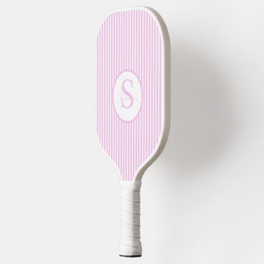 Raquette De Pickleball Élégant Monogramme rayé Bleu Paddle Pickleball (Gauche)