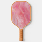 Raquette De Pickleball Élégant Motif d'aquarelle rose - Monogramme (Recto)
