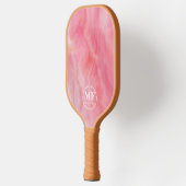 Raquette De Pickleball Élégant Motif d'aquarelle rose - Monogramme (Gauche)