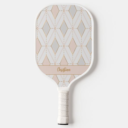 Raquette De Pickleball Élégant Motif élégant Chic Monogram Girly Rose (Verso)