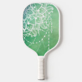 Raquette De Pickleball Elégant Ornate Zen Mandala Rosette Tons verts (Recto)