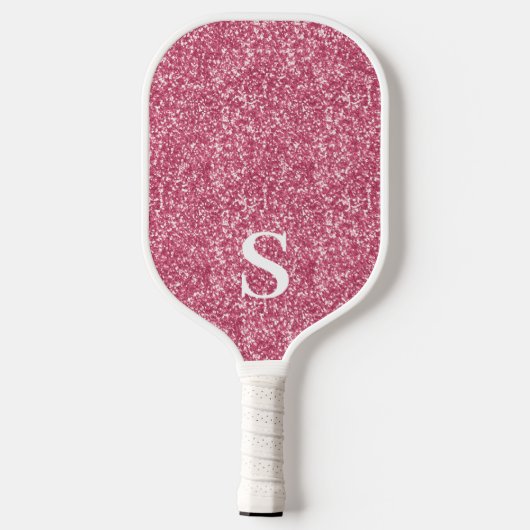 Raquette De Pickleball Élégant Parties scintillant rose Monogramme initia (Verso)