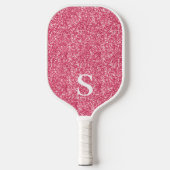 Raquette De Pickleball Élégant Parties scintillant rose Monogramme initia (Recto)