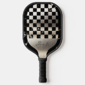 Raquette De Pickleball Elegant Personalized Steel and Dark Marble (Recto)