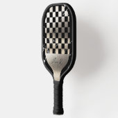 Raquette De Pickleball Elegant Personalized Steel and Dark Marble (Gauche)