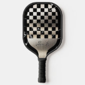 Raquette De Pickleball Elegant Personalized Steel and Dark Marble (Verso)