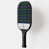 Raquette De Pickleball Élégant Plaid Monogramme Script Tartan (Gauche)