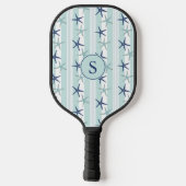 Raquette De Pickleball Élégant poisson étoilé bleu de la côte Monogramme  (Verso)