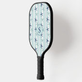 Raquette De Pickleball Élégant poisson étoilé bleu de la côte Monogramme  (Gauche)