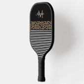 Raquette De Pickleball Élégant Poster de animal de Léopard Noir Monogram (Gauche)