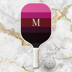 Raquette De Pickleball Élégant Prune Fuchsia Bloc de Couleur Monogrammé