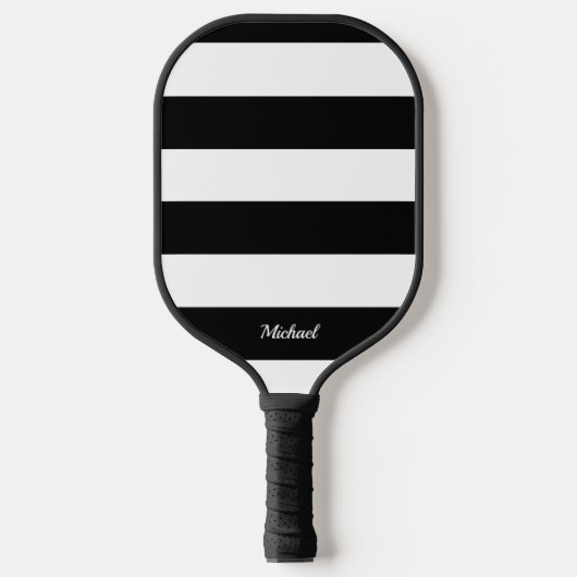 Raquette De Pickleball Élégant rayures noir et blanc rayé (Recto)