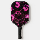 Raquette De Pickleball Élégant rose noir Nautilus motif de coquille fossi (Verso)