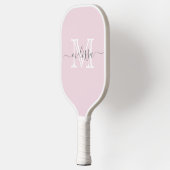 Raquette De Pickleball Élégant rose pâle Nom et monogramme minimaux (Gauche)