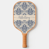 Raquette De Pickleball Élégant Royal Blue Damask Floral (Recto)