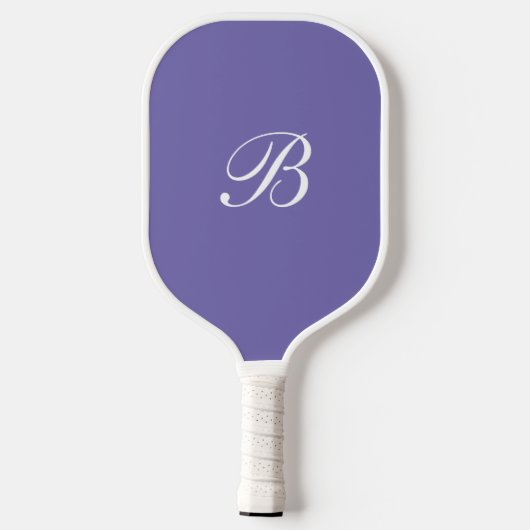 Raquette De Pickleball Élégant script de monogramme violet (Verso)