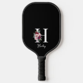 Raquette De Pickleball Elégante aquarelle Florale Nom initial Monogramme (Recto)