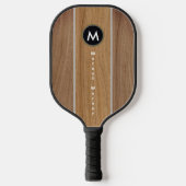 Raquette De Pickleball Élégante bande de bois rustique Monogrammé (Recto)