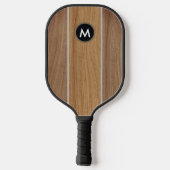 Raquette De Pickleball Élégante bande de bois rustique Monogrammé (Verso)