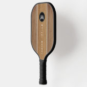 Raquette De Pickleball Élégante bande de bois rustique Monogrammé (Gauche)
