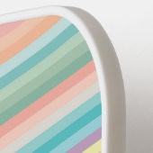 Raquette De Pickleball Elégante Girly Pastel Rainbow Stripes Personnalisé (Détail gauche)