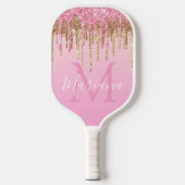Raquette De Pickleball élégante parties scintillant rose blanc goutte d'o (Recto)