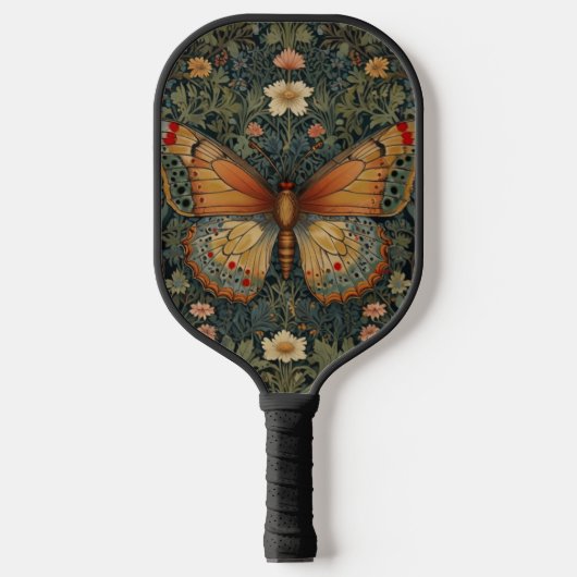Raquette De Pickleball Élégante verdure botanique rétro bohème papillon (Recto)