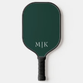 Raquette De Pickleball Emerald Green et White | Monogramme moderne (Recto)