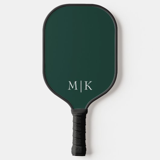 Raquette De Pickleball Emerald Green et White | Monogramme moderne (Verso)