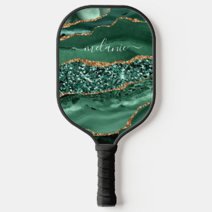 Raquette De Pickleball Emerald Green Gold Nom personnalisé Pickleball Pad