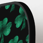 Raquette De Pickleball Emerald Green Sparkle Shamrock noir Monogramme (Détail gauche)