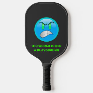Raquette De Pickleball Émoji bleu, yeux verts et en colère