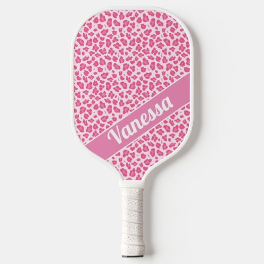 Raquette De Pickleball Empreinte de léopard rose personnalisé - Filles (Recto)