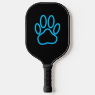 Raquette De Pickleball Empreinte de patte de chien de Néon Bleu