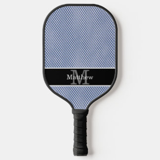 Raquette De Pickleball En vichy bleu À damiers Monogramme initial