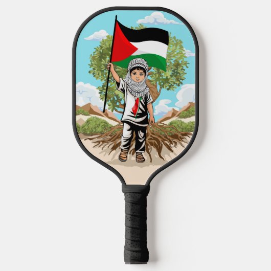 Raquette De Pickleball Enfant avec Keffiyeh Palestine Drapeau et olivier (Recto)