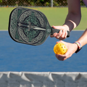 Raquette De Pickleball Épée Celtique verte et argentée