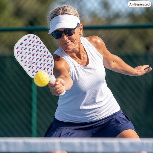 Raquette De Pickleball Étoile rose et motif arc-en-ciel coloré