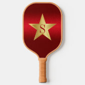 Raquette De Pickleball Étoile Rouge Bourgogne Moderne Élégant Monogramme (Recto)