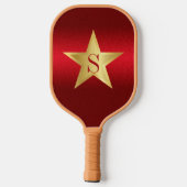 Raquette De Pickleball Étoile Rouge Bourgogne Moderne Élégant Monogramme (Verso)