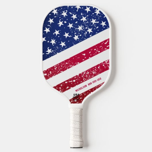 Raquette De Pickleball Étoiles et rayures du drapeau américain personnali (Recto)