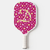 Raquette De Pickleball Étoiles roses Girly Monogramme initial moderne élé (Verso)