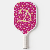 Raquette De Pickleball Étoiles roses Girly Monogramme initial moderne élé (Recto)