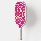 Raquette De Pickleball Étoiles roses Girly Monogramme initial moderne élé (Gauche)