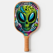 Raquette De Pickleball Extraterrestre énigmatique : Tête Alien verte (Recto)