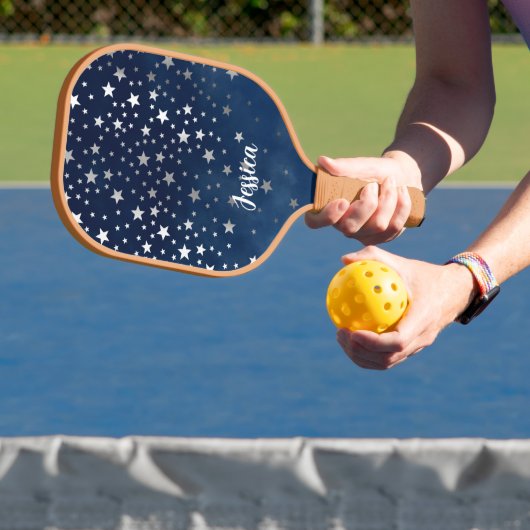 Raquette De Pickleball Falling Silver Stars Celestial Custom (Insitu)