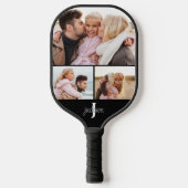 Raquette De Pickleball Family Photo Collage with Monogram (Recto)