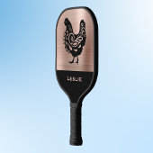 Raquette De Pickleball Fancy Chicken Silhouette in Faux Copper n Black
